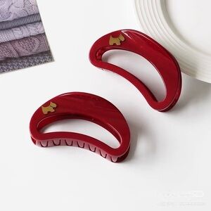 Hair Clip #2 – Red Crescent Barrette 4" (New)